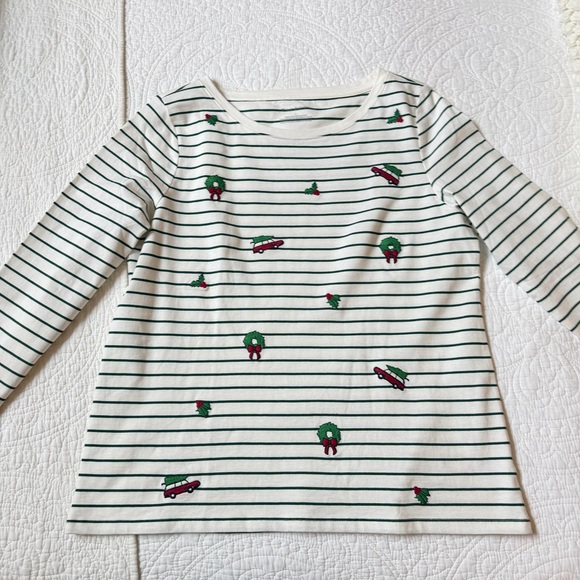 Talbots stripped Christmas Tee - Picture 4 of 6